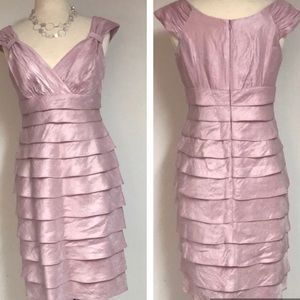 NWT . Dressbarn Tiered rose-colored sateen dress size 8